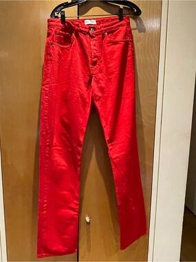 Red Zara Relaxed Fit Jeans size 8